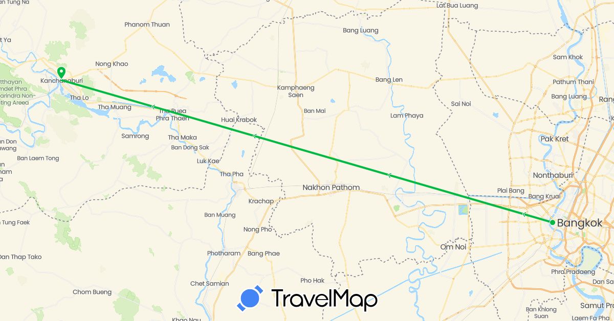 TravelMap itinerary: driving, bus in Thailand (Asia)